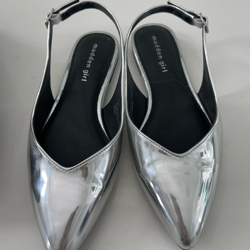 Madden Girl Metallic Silver Slingback Flats